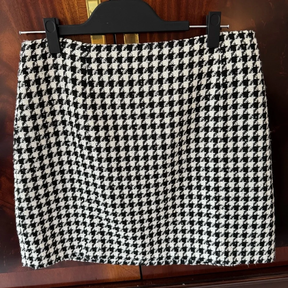 NWT Lilly Pulitzer Kels Mini Skirt Noir Houndstooth Sequin Bouclé 10